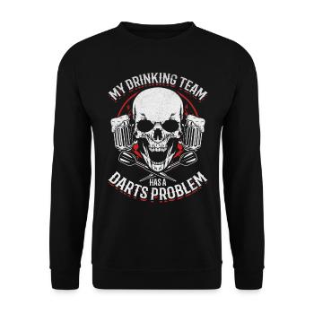 My drinking team has a darts problem darts player - Unisex Sweatshirt - black - Front - Alina (178cm) & Michal (187cm)