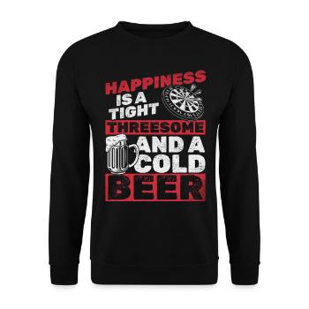 Glück ist ein enger Dreier und ein kaltes Bier - Unisex Pullover - Schwarz - Vorne - Alina (178cm) & Michal (187cm)