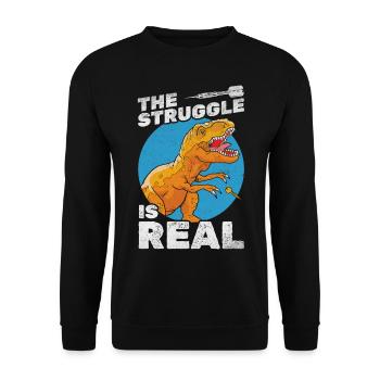 The Struggle Is Real Darts Dinosaurier spielen - Unisex Pullover - Schwarz - Vorne - Alina (178cm) & Michal (187cm)