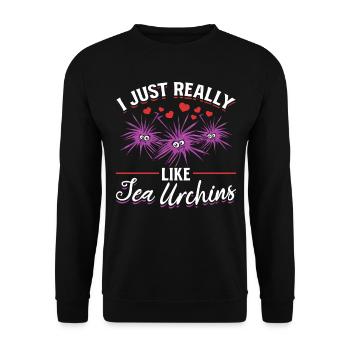 Sea urchin Sea creature I just like sea urchins - Unisex Sweatshirt - black - Front - Alina (178cm) & Michal (187cm)