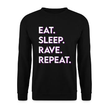 eat sleep rave repeat - Unisex Pullover - Schwarz - Vorne - Alina (178cm) & Michal (187cm)