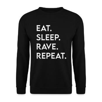 eat sleep rave repeat - Unisex Pullover - Schwarz - Vorne - Alina (178cm) & Michal (187cm)