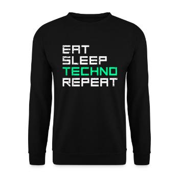 manger du sommeil techno répéter - Sweat-shirt Unisexe - noir - Devant - Alina (178cm) & Michal (187cm)