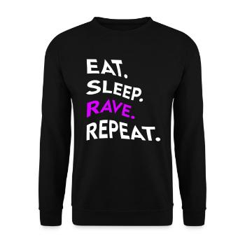 eat sleep rave repeat - Unisex Pullover - Schwarz - Vorne - Alina (178cm) & Michal (187cm)