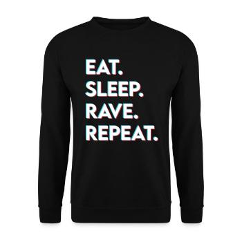 eat sleep rave repeat - Unisex Pullover - Schwarz - Vorne - Alina (178cm) & Michal (187cm)