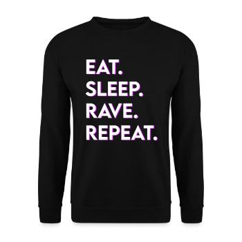 eat sleep rave repeat - Unisex Pullover - Schwarz - Vorne - Alina (178cm) & Michal (187cm)