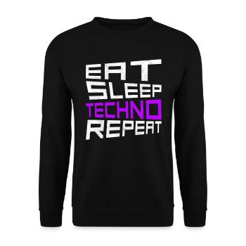 manger du sommeil techno répéter - Sweat-shirt Unisexe - noir - Devant - Alina (178cm) & Michal (187cm)