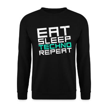 manger du sommeil techno répéter - Sweat-shirt Unisexe - noir - Devant - Alina (178cm) & Michal (187cm)