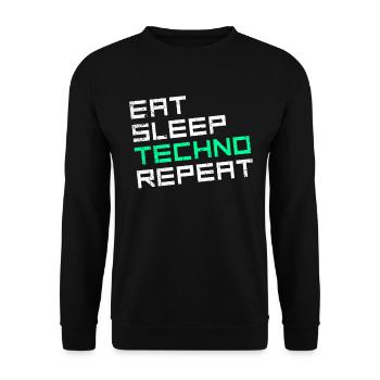 manger du sommeil techno répéter - Sweat-shirt Unisexe - noir - Devant - Alina (178cm) & Michal (187cm)