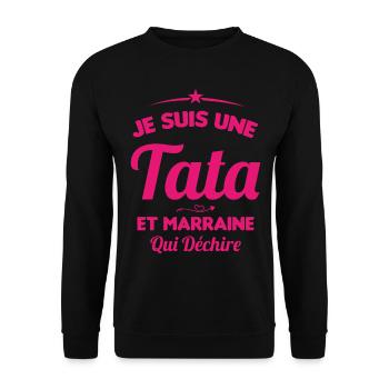 Je Suis Une Tata et Marraine Qui Déchire - Sweat-shirt Unisexe - noir - Devant - Alina (178cm) & Michal (187cm)