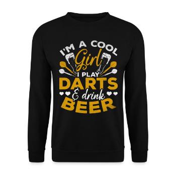 Je suis une fille cool, je joue aux fléchettes et - Sweat-shirt Unisexe - noir - Devant - Alina (178cm) & Michal (187cm)