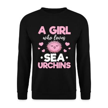 A girl who loves sea urchins - Unisex Sweatshirt - black - Front - Alina (178cm) & Michal (187cm)