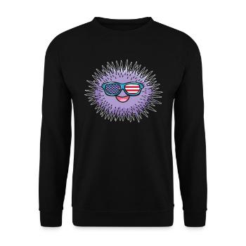 Funny Sea Urchin Sunglasses with US Flag Sea Urchin - Unisex Sweatshirt - black - Front - Alina (178cm) & Michal (187cm)