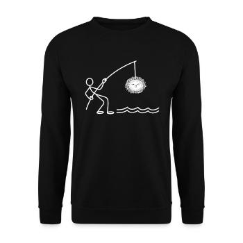Funny Sea Urchin Stick Figure Fishing Sea Urchin - Unisex Sweatshirt - black - Front - Alina (178cm) & Michal (187cm)