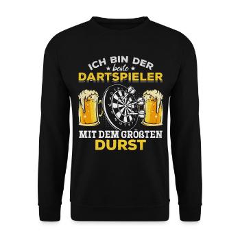 Ich bin der beste Dartspieler mit dem größten - Unisex Pullover - Schwarz - Vorne - Alina (178cm) & Michal (187cm)