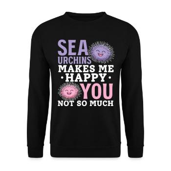 Seeigel machen mich glücklich Du nicht so - Unisex Pullover - Schwarz - Vorne - Alina (178cm) & Michal (187cm)