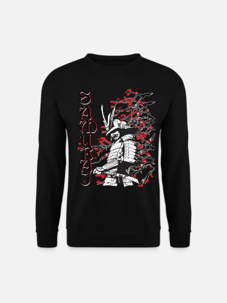 Samurai mit Kirschblüten - Unisex Pullover - Schwarz
