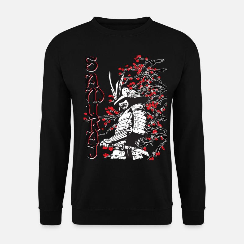 Samurai with cherry blossoms - Unisex Sweatshirt - black