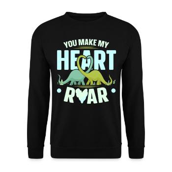 Tu fais sonner mon cœur Paléontologue Dino - Sweat-shirt Unisexe - noir - Devant - Alina (178cm) & Michal (187cm)