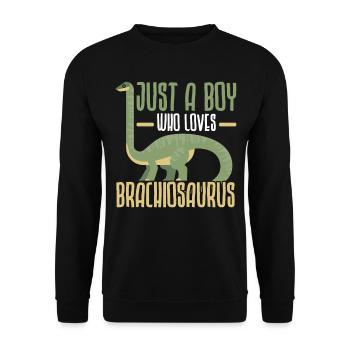 Just a boy who loves brachiosaurus dinosaurs - Unisex Sweatshirt - black - Front - Alina (178cm) & Michal (187cm)