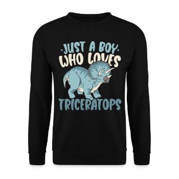 Juste un garçon qui aime Triceratops Dinosaur Dino - Sweat-shirt Unisexe - noir - Devant - Alina (178cm) & Michal (187cm)