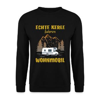 Echte Kerle fahren Wohnmobil - Unisex Pullover - Schwarz - Vorne - Alina (178cm) & Michal (187cm)