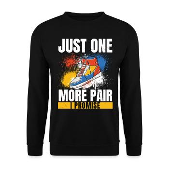 Une seule paire de plus que je promets collectionneur de chaussures - Sweat-shirt Unisexe - noir - Devant - Alina (178cm) & Michal (187cm)