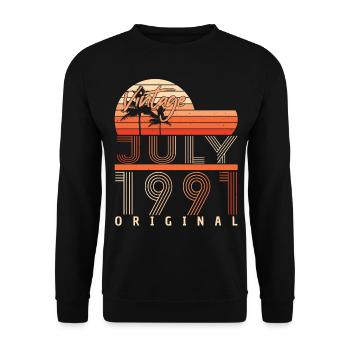 Juli 1991 Geburtstagsgruss - Unisex Pullover - Schwarz - Vorne - Alina (178cm) & Michal (187cm)
