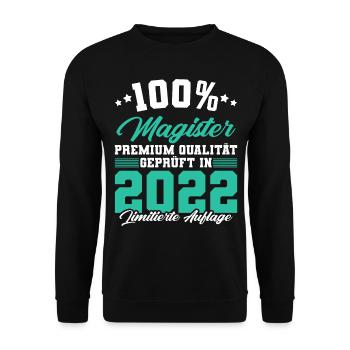 Magister 2022 Spruch Magisterabschluss - Unisex Pullover - Schwarz - Vorne - Alina (178cm) & Michal (187cm)