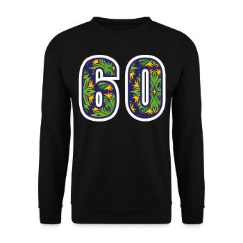 60 Zahl Grün - Unisex Pullover - Schwarz - Vorne - Alina (178cm) & Michal (187cm)