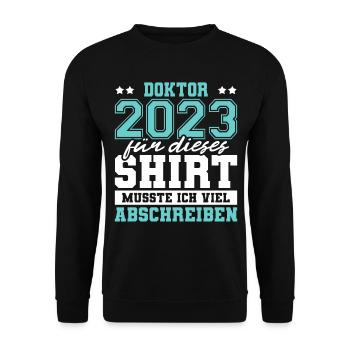 Doktor 2023 Doktorand Promotion Dissertation - Unisex Pullover - Schwarz - Vorne - Alina (178cm) & Michal (187cm)