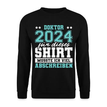 Doktor 2024 Doktorand Promotion Dissertation - Unisex Pullover - Schwarz - Vorne - Alina (178cm) & Michal (187cm)