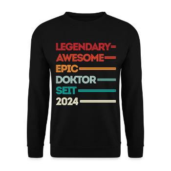 Doktor 2024 Doktorand Promotion Dissertation - Unisex Pullover - Schwarz - Vorne - Alina (178cm) & Michal (187cm)
