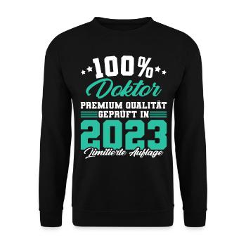Doktor 2023 Doktorand Promotion Dissertation - Unisex Pullover - Schwarz - Vorne - Alina (178cm) & Michal (187cm)