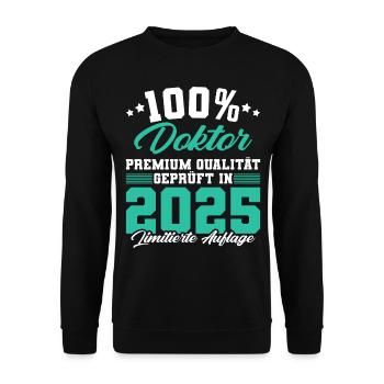 Doktor 2025 Doktorand Promotion Dissertation - Unisex Pullover - Schwarz - Vorne - Alina (178cm) & Michal (187cm)