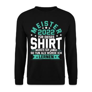 Meister 2022 Mechaniker Meistertitel Geschenk - Unisex Pullover - Schwarz - Vorne - Alina (178cm) & Michal (187cm)