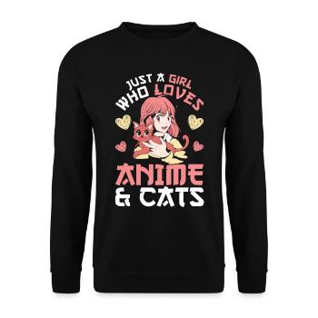 Just A Girl Who Loves Anime And Cats - Unisex Sweatshirt - black - Front - Alina (178cm) & Michal (187cm)