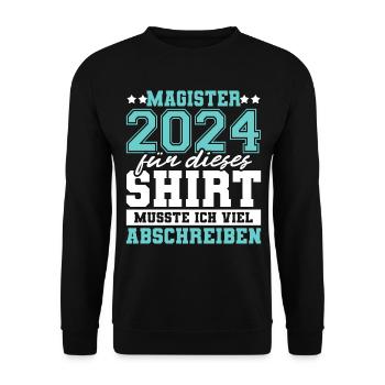 Magister 2024 Spruch Magisterabschluss - Unisex Pullover - Schwarz - Vorne - Alina (178cm) & Michal (187cm)