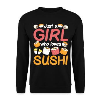 Just A Girl Who Loves Sushi - Unisex Pullover - Schwarz - Vorne - Alina (178cm) & Michal (187cm)