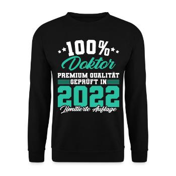 Doktor 2022 Doktorand Promotion Dissertation - Unisex Pullover - Schwarz - Vorne - Alina (178cm) & Michal (187cm)