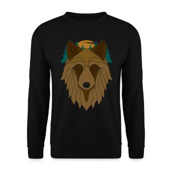 Wolfskopf mit Wolf Mond - Unisex Pullover - Schwarz - Vorne - Alina (178cm) & Michal (187cm)