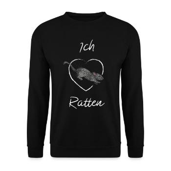 Ratte Rattenzüchter Rattenliebhaber Nagetiere - Unisex Pullover - Schwarz - Vorne - Alina (178cm) & Michal (187cm)