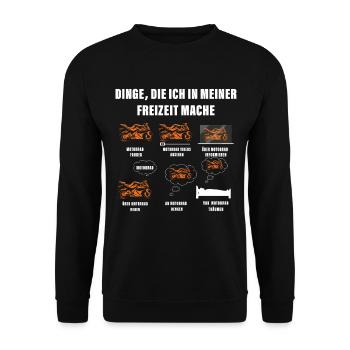 Dinge die ich in meiner Freizeit mache Motorrad - Unisex Pullover - Schwarz - Vorne - Alina (178cm) & Michal (187cm)
