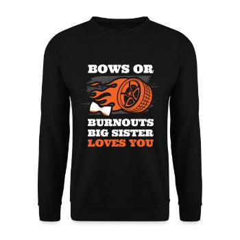 Burnouts Or Bows Gender Reveal Party - Unisex Sweatshirt - black - Front - Alina (178cm) & Michal (187cm)