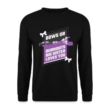 Burnouts Or Bows Gender Reveal Party - Unisex Sweatshirt - black - Front - Alina (178cm) & Michal (187cm)