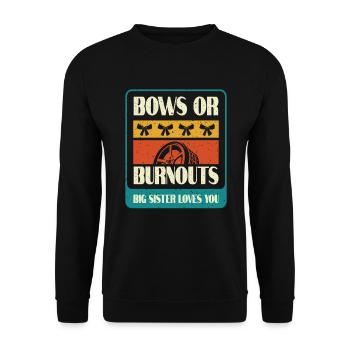 Burnouts Or Bows Gender Reveal Party - Unisex Pullover - Schwarz - Vorne - Alina (178cm) & Michal (187cm)