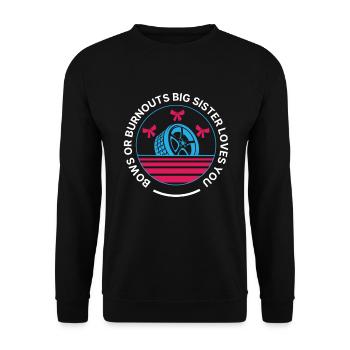 Burnouts Or Bows Gender Reveal Party - Unisex Pullover - Schwarz - Vorne - Alina (178cm) & Michal (187cm)