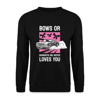 Burnouts Or Bows Gender Reveal Party - Unisex Sweatshirt - black - Front - Alina (178cm) & Michal (187cm)