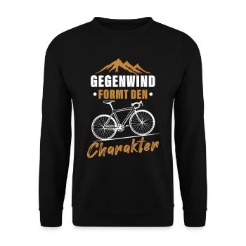 Gegenwind formt den Charakter - Unisex Pullover - Schwarz - Vorne - Alina (178cm) & Michal (187cm)