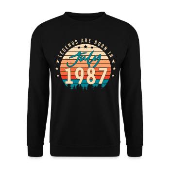 Geschenkidee für Juli 1987 - Unisex Pullover - Schwarz - Vorne - Alina (178cm) & Michal (187cm)